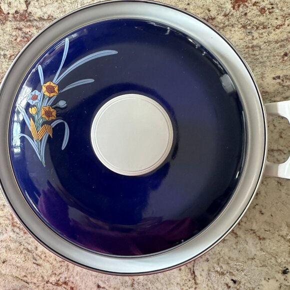 Vintage Sanko Ware Kikyo Porcelain Clad Steel Enamelware Lidded Pot Cookware NEW - Picture 3 of 7